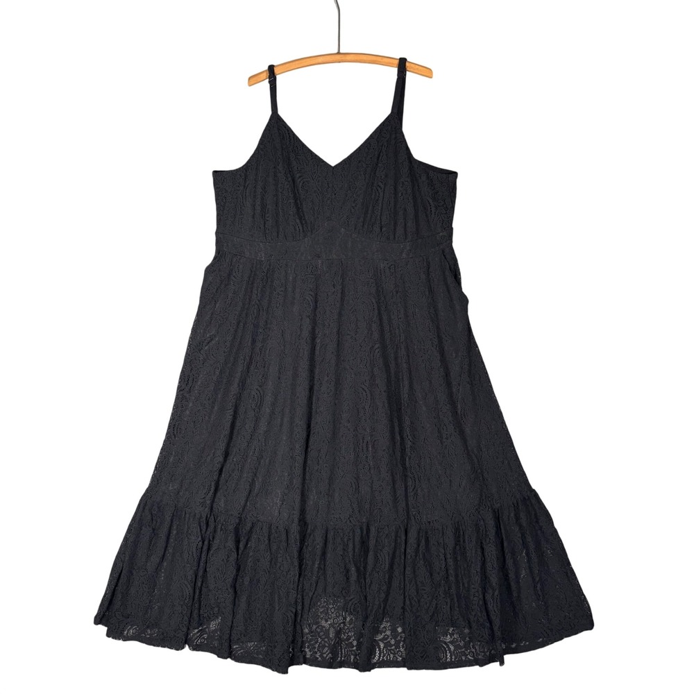 Torrid Black Floral Lace Tiered Cami Maxi Dress Plus Size 5 5X Adjustable Straps